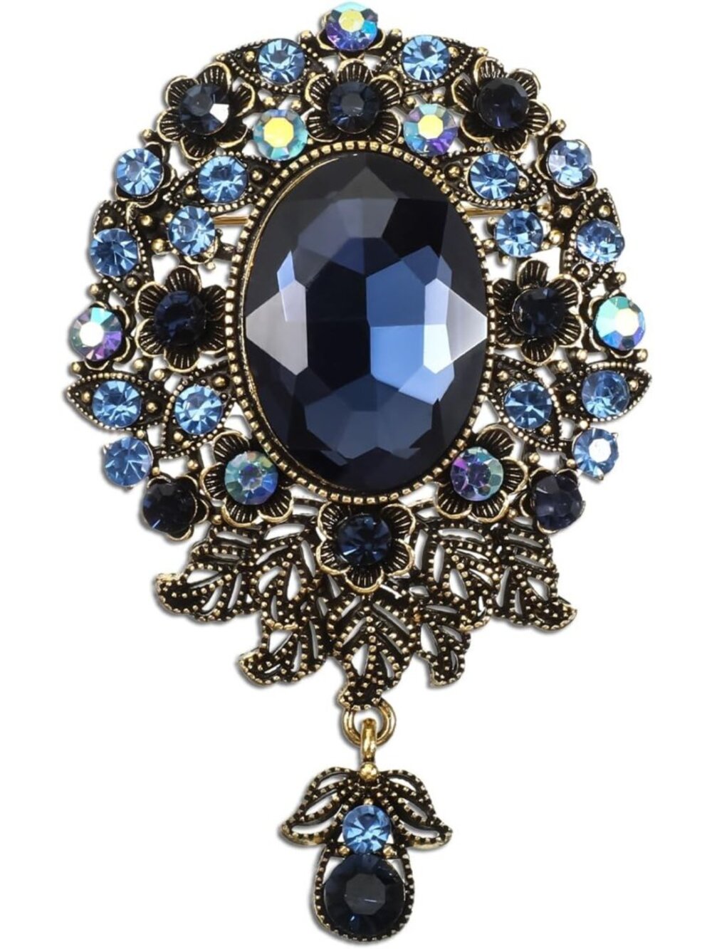 Vintage Teardrop Rhinestone Brooch | Crystal Wedding Pin & Flower Corsage